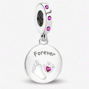 Beautiful S925 Sterling Silver Cute Footprints Charm